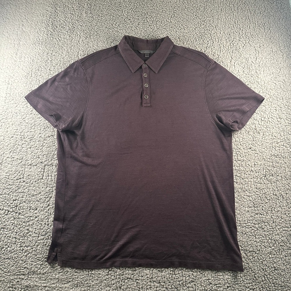 John Varvatos Hampton Polo Shirt Mens M Silk Blend Gray Short Sleeve Button